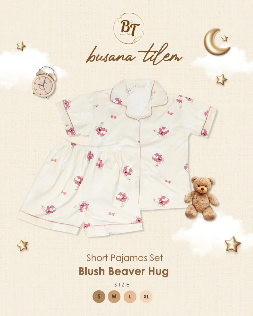 Piyama Wanita Celana Pendek - Blush Beaver Hug